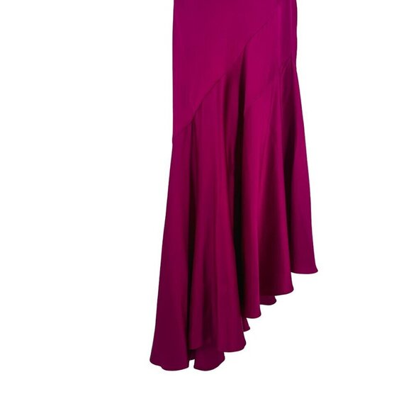 Galvan London Flora One Shoulder Satin Ruffle Asymmetrical Gown Maxi Dress - Picture 10 of 14